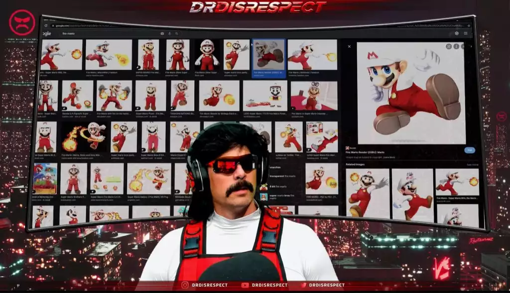 The Champion's Club leader was rather unimpressed after being compared to Fire Mario from Nintendo's Super Mario Bros. video game. (Picture: YouTube / Dr Disrespect)
