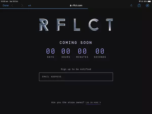 rflct website removed static page countdown timer sign-up box
