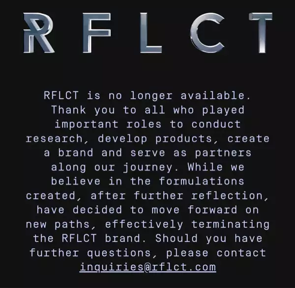rflct website statement brand terminated